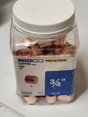 Pro Pack of 50 NIBCO 3/4'' Copper Pipe End Cap Plug Solder Sweat Fittings