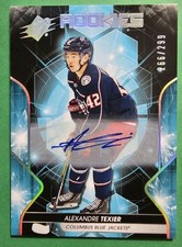 ALEXANDRE TEXIER 2020 SPX Rookies Auto Rookie Card Sp# 266/299 -Blue Jackets. rookie card picture