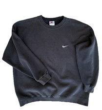 NIKE Vintage 90s Faded Black Swoosh Crewneck Sweatshirt USA Made XL 26 X 27