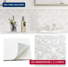 Peel and Stick Backsplash Mother of Pearl Tile, Yew Tulip Self-Adhesive Natura