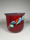 Poole Pottery Odyssey Planter Plant Pot 15cm Tall Red  Blue Vintage