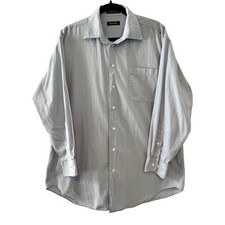 Nautica Men's Dress Shirt 16.5 32/33 Light Blue Plaid Classic Fit Long