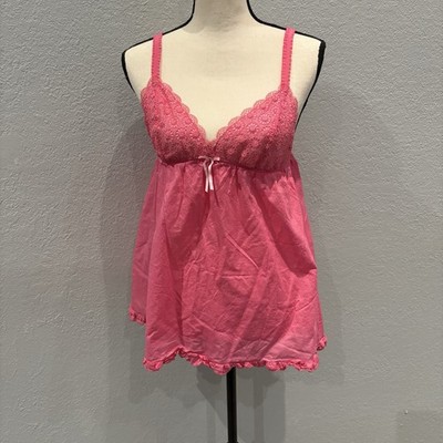 Victoria's Secret Angels Pink Floral Lace Babydoll Cami Top Y2K Womens M