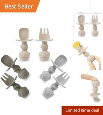6 Pack Silicone Baby Spoons Forks - Anti-Choke Utensils for Self Feeding