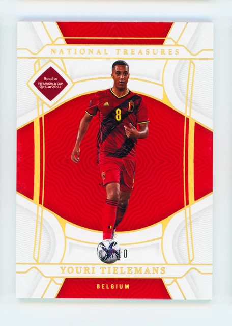 2022 Youri Tielemans Panini National Treasures Gold Belgium Soccer Card 4/10