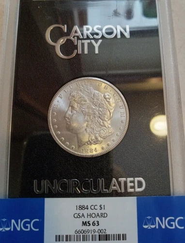 1884 CC Morgan NGC MS-63 GSA Holder Box & COA