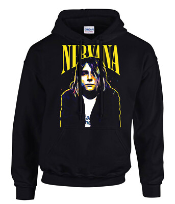 Kurt Cobain Nirvana Rock Music Logo Hooded Kapuzenpullover Schwarz -31035 -SW