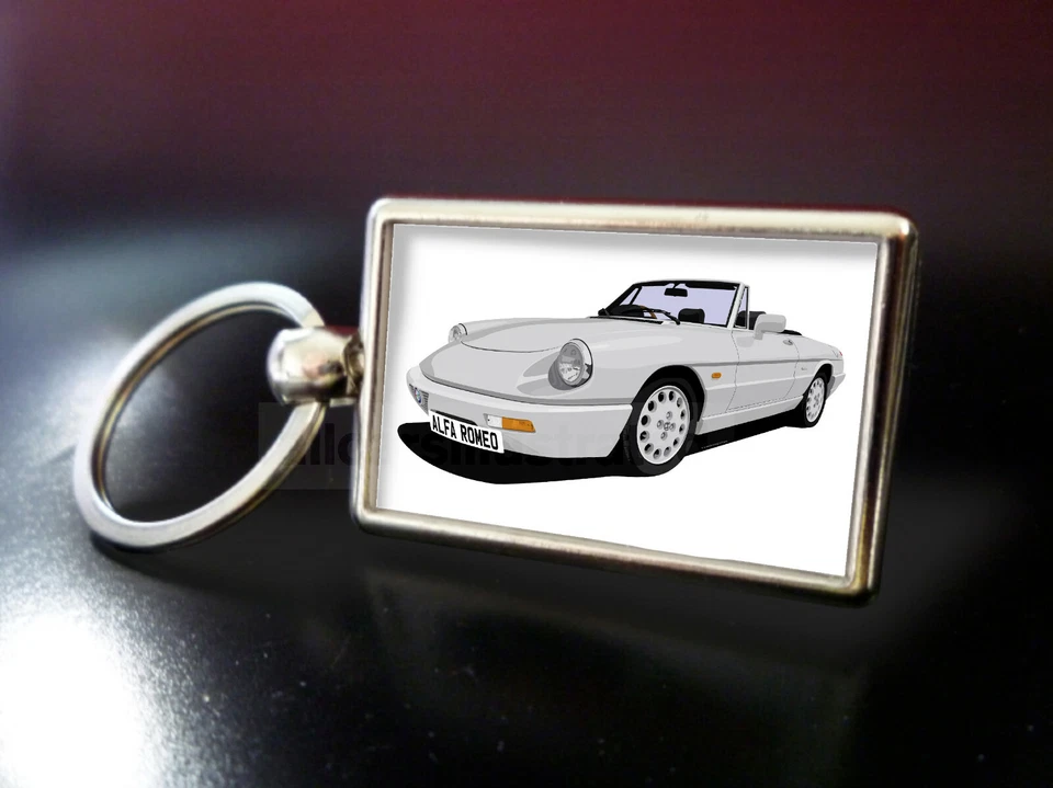 ALFA ROMEO SPIDER (SILVER) METAL KEY RING. - Image 1 of 1