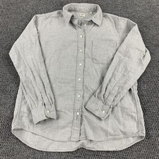 Uniqlo Button Up Dress Shirt Top Ladies Small Blue Gray Soft 100% Cotton Stylish
