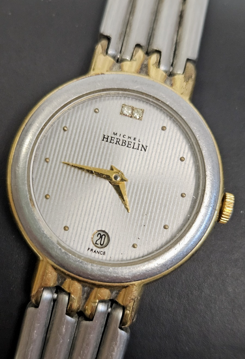 18k Gold Plated Steel Michel Herbelin Watch Swiss Movt 16886.B