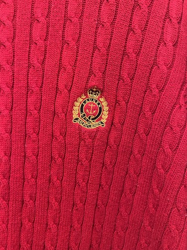 Black Label Ralph Lauren Red Cable Knit Sweater Mock Neck Cotton Women’s Size 2X - Picture 3 of 6