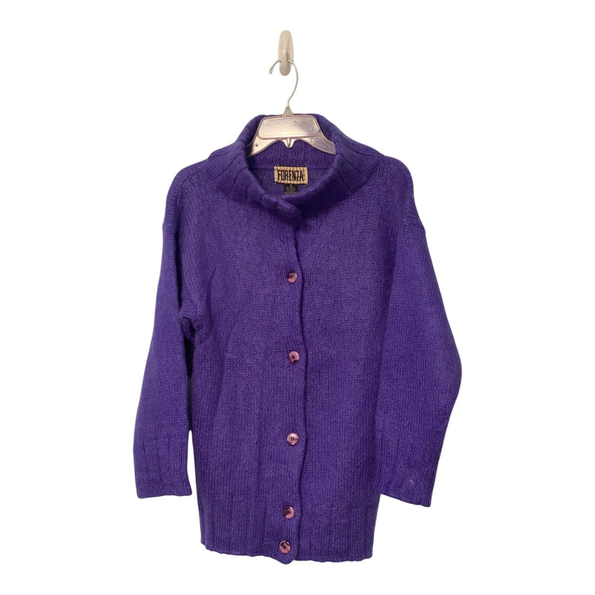 FORENZA Vintage Purple Wool Blend Knit Sweater Cardigan Med | eBay
