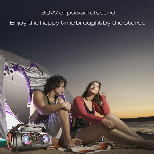 Compact 30W Bluetooth Speaker with Light Show & FM Radio - Ultimate Portable - Picture 5 of 9