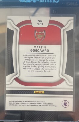 2022-23 Martin Odegaard Panini Chronicles Certified Gold Arsenal 2022-23 Mardin Odegaard Autograph Gold