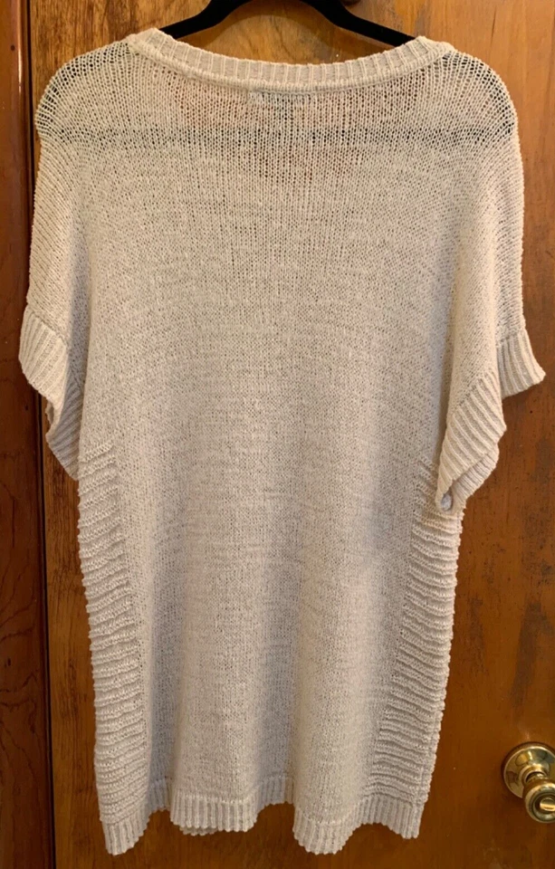 Top túnica ligera tejido marfil cable y calibre mezcla de nailon corto Slvs para mujer XL Foto 2 de 4