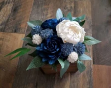 Navy Dusty Blue Centerpieces Sola Wood Flower Arrangement Wedding Tables Decor