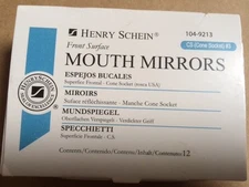 Dental Henry Schein  Mouth Mirror front surface Cone Socket #3  12/Box , Miltex