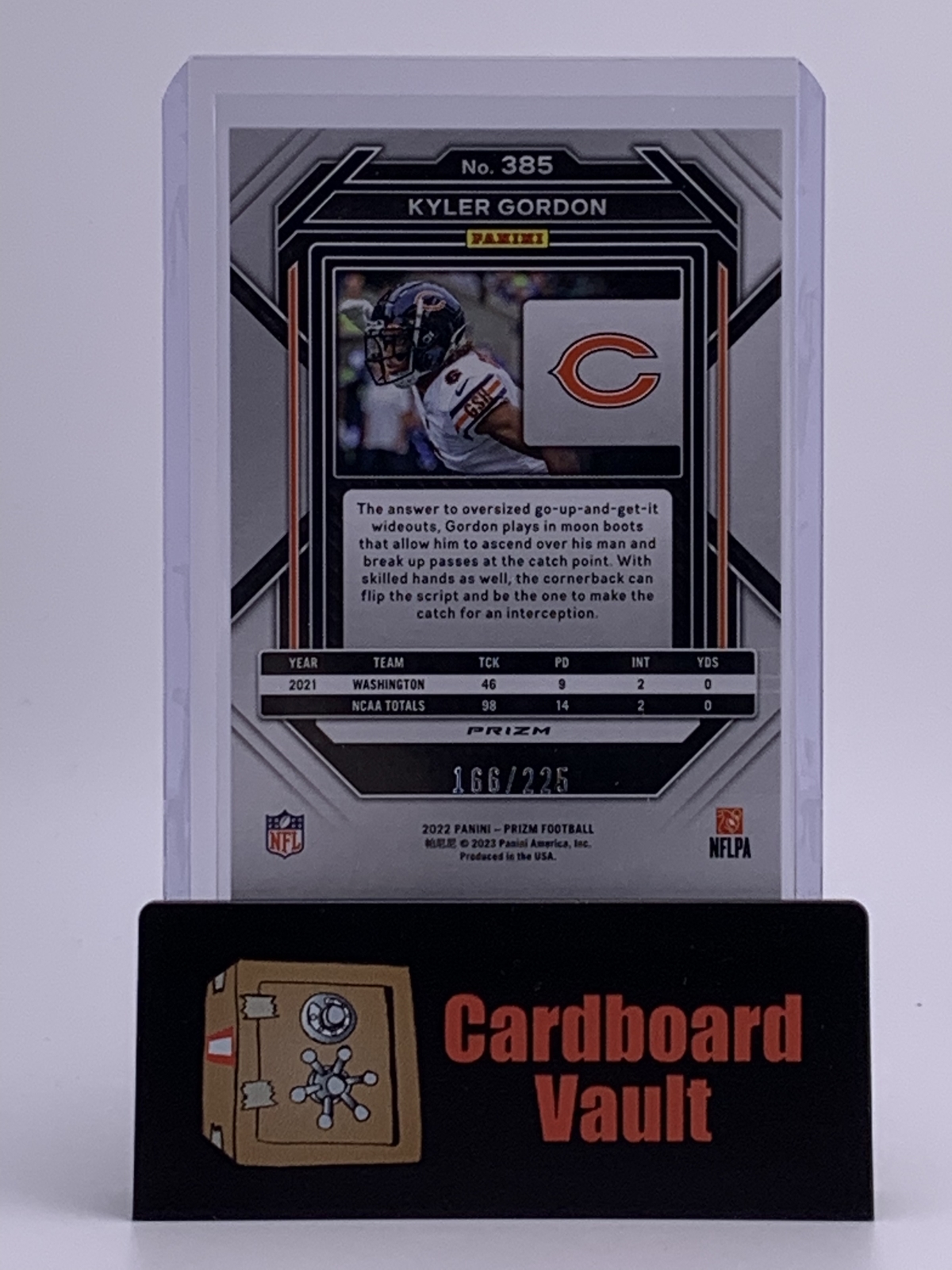 2022 Prizm Kyler Gordon #385 Purple Cracked Ice 166/225