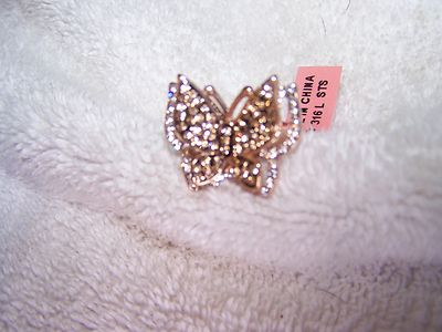 Rose Gold Ion Plated White & Champaign Austrian Crystals Ring Size7 MSRP $69.99 