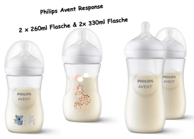Avent Natural Response 2x Babyflaschen 260ml Motiv Koala & Giraffe & 2 x 330ml