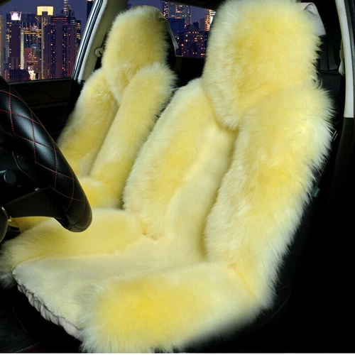 2PCS Genuine Australian Sheepskin Fur Long Wool Car SUV Front Seat Cover Winter - Picture 10 of 18