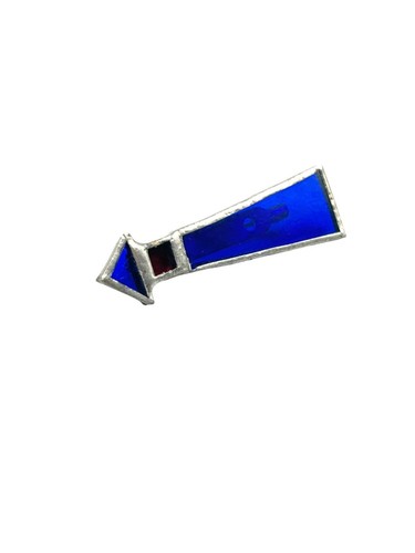 Stained Glass Arrow Brooch 1.75" Blue & Red Handcrafted Jewelry Pin
