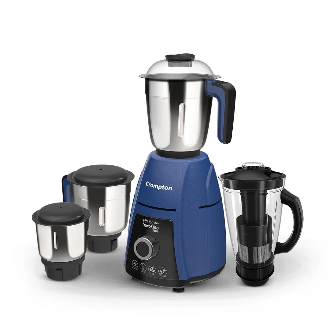 Crompton DuroElite Plus 800 W Mixer grinder with 4 Jars, Blue , 1.5 L Mixer