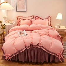 NEW Luxurious Lace-Trimmed Duvet Cover Set 3pcs Elegant with Pillowcase s 