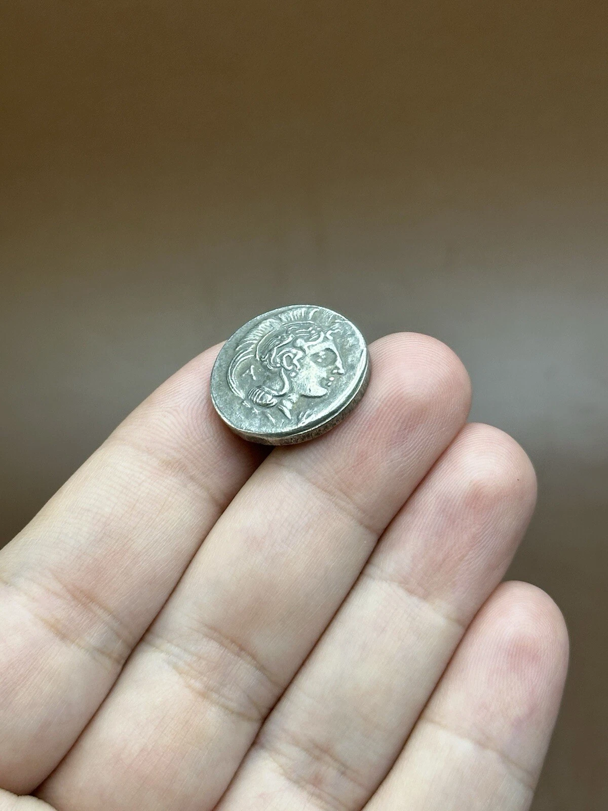 Very Old Ancient Greek Silver Coated Coin With Athena And Lion Image - Picture 4 of 12