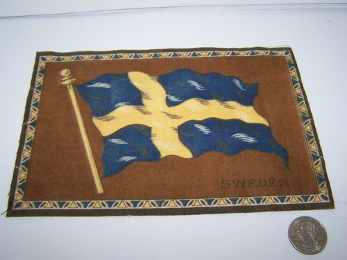 c.1915 SWEDEN FLAG FLANNEL CIGARETTE PACK TOBACCO FELT ANTIQUE 8" x 5.5"