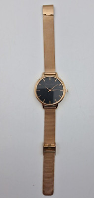 Klassische Damen Analog Armbanduhr Schwarzes Zifferblatt Roségold Armband