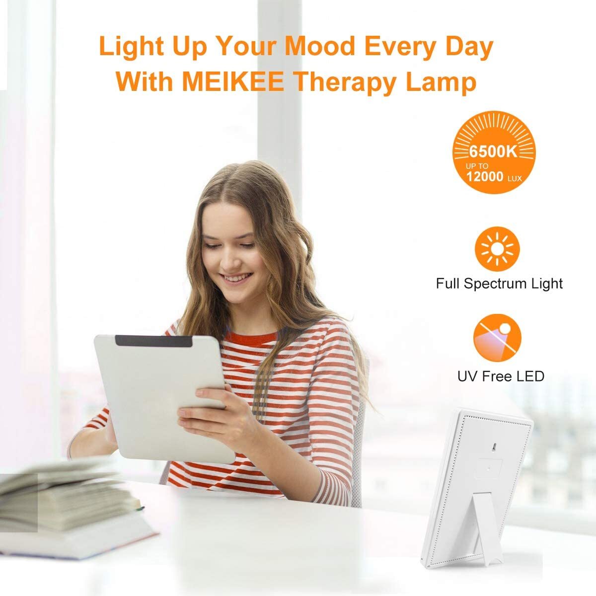 Muke Light NEW MEIKEE Portable 12000 Lux Natural Light Therapy Lamp Sunlight LED ...