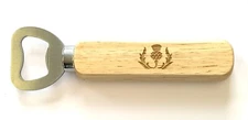 Scottish Thistle Wood Engraved Bottle Opener Gift