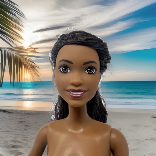Barbie Doll Mattel 2020 Nude Long Brunette Hair Brown Eyes Fashion Doll Freckles