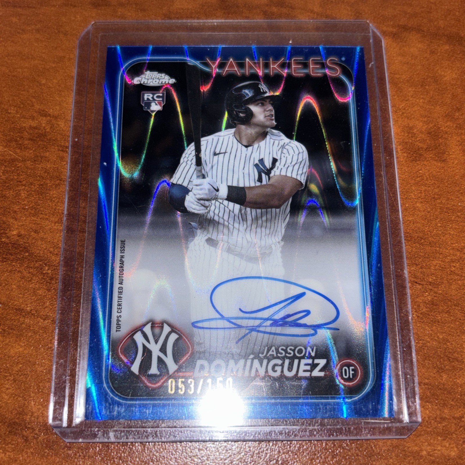 2024 Topps Chrome  RA-JDZ Jasson Dominguez RC AUTO  BLUE RAYWAVE /150