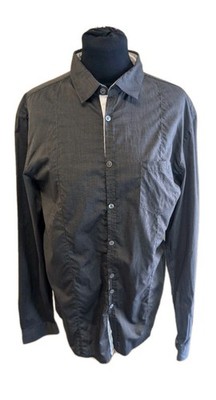 John Varvatos 100% Baumwolle Herren Hemd grau gestreift, Größe UK M, EU 48, US 38.