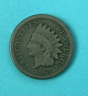 1863 FINE.  INDIAN HEAD PENNY