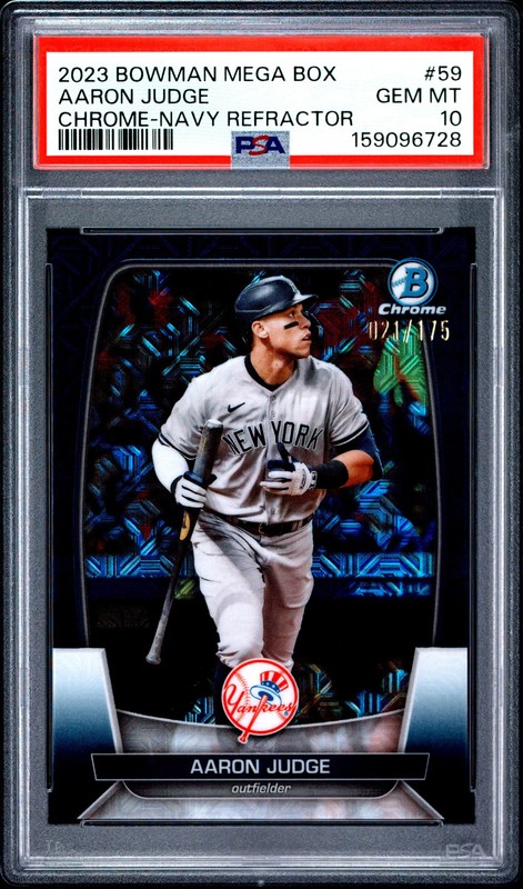 2023 Bowman Mega Chrome Aaron Judge #59 /175 PSA 10 Navy Refractor Color Match