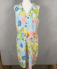 Katherine Way Dress Womens XL Multicolor Floral Sleeveless V Neck Preppy Active