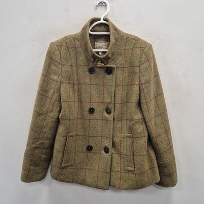 Joules Brambles grün Wolle Tweed Land Renntag Feld Mantel Jacke Uk 14