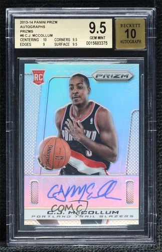 2013-14 Panini Prizm Silver 12/25 CJ McCollum #6 BGS 9.5 GEM MINT Auto 5l2