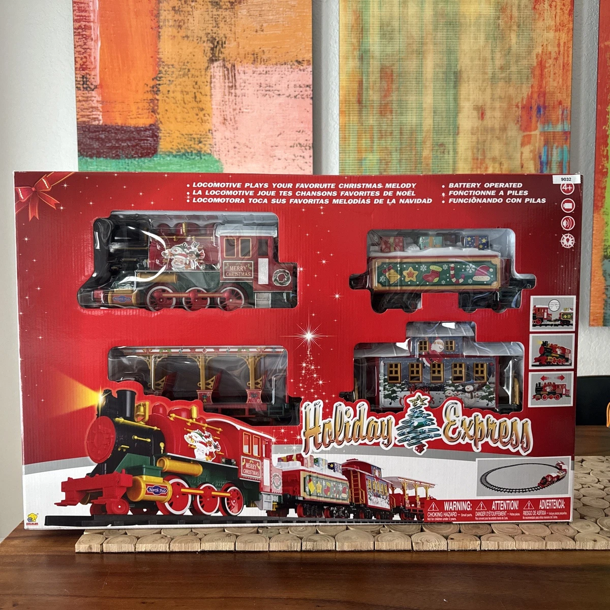 Tren De Navidad Eléctrico De 76 Cm Con Vías De 470 Cm, Luces, Sonido Y Humo