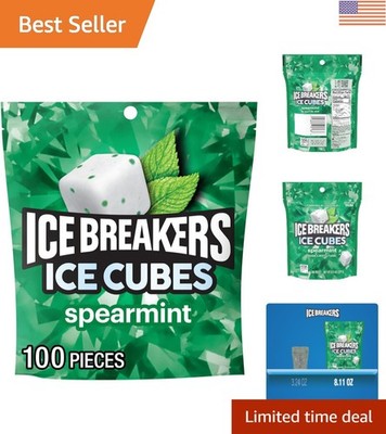Refreshing Spearmint Sugar Free Gum - 8.11 oz Pouch, 100 Cubes for Fresh Breath