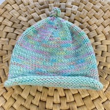 Knit Baby Beanie Hat Pastel Multicolor Knitted Newborn Infant Cap
