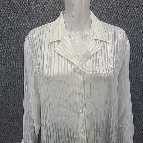 Maggie Barnes Womens Button Front Dressy Top 16W Plus Size 1X White Shirt - Picture 4 of 13