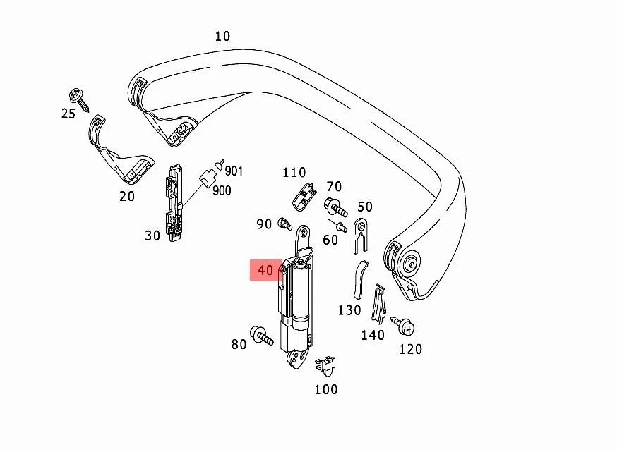 Genuine Mercedes 2308600335 Convertible Left Lock Pawl Cylinder Support R230 SL - Image 3 of 3