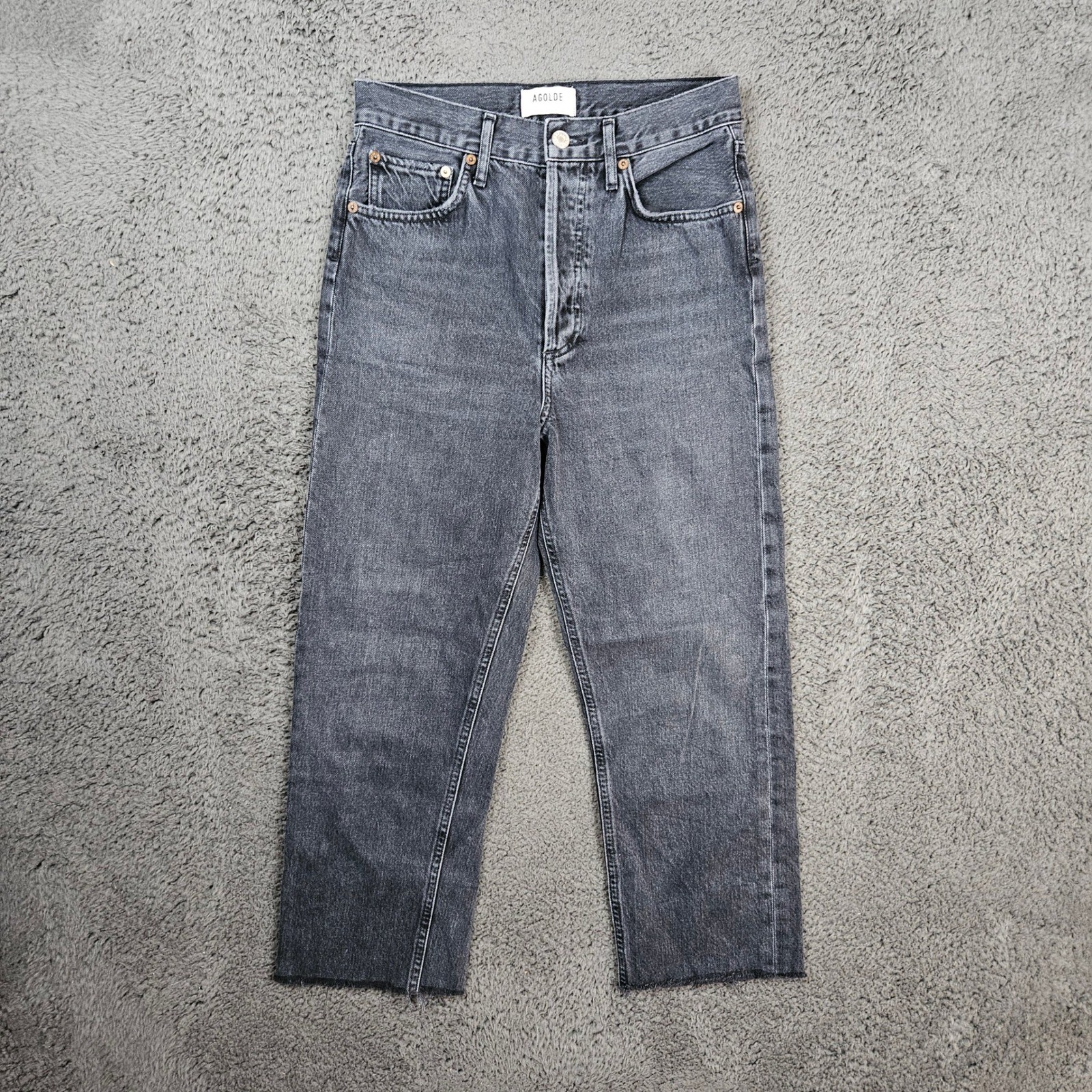 AGOLDE 90's Mid Rise Straight Los Angeles Black Grey Wash Jeans Size 24