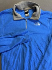 The North Face Pullover Men's Med Blue Fleece 1/4 Zip Sweater Lightweight Collar