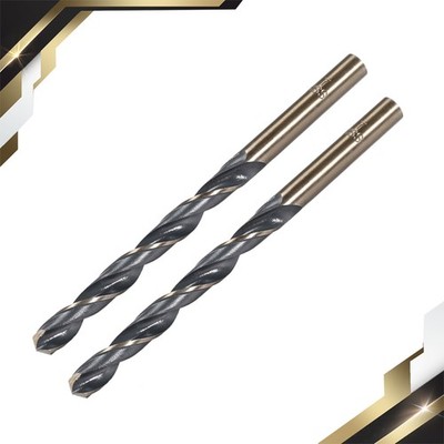 2 Set Straight Shank Drill Bits 7mm TiN Coated High Speed Steel HSS 4341