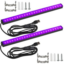 2pcs UV Black Light Bar 10W LED Strip Glow Party USB Portable Decor